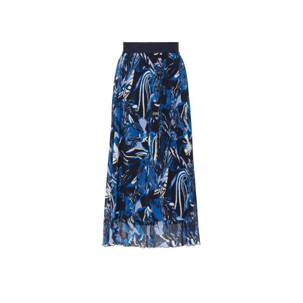 BOSS Hugo Boss Vapliso Elastic Waist Pleated Chiffon Midi Skirt in Blue Size 0 - Picture 6 of 16